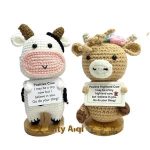 Wholesale Custom Animal Hand-Crocheted Cow Dolls Support Card Positive Energy Novelties for Mother's Day Thanksgiving <b>Gifts</b> - Product Image 1