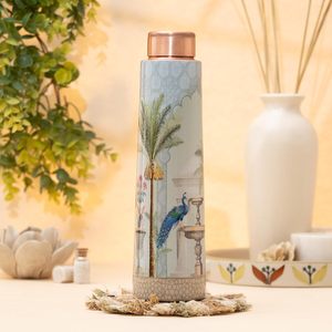 Botella aplicable ecológica de cobre puro con estampado esmaltado Ayurvédico hecho a mano de alta calidad, precio a granel para beber directamente para uso diario - Product Image 2