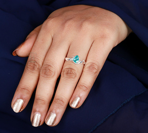 Apatite Gemstone Poire Forme Faceted Cut 925 Sterling Silver Prong Setting Ring Bague en argent Fine Jewelry Blue Color Ring - Product Image 6