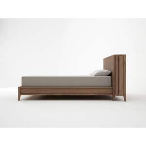 Cama de madera de caoba moderna de mediados de siglo con acabado natural Diseño duradero Tamaño y precio personalizables-Daabadi Furnico - Product Image 3