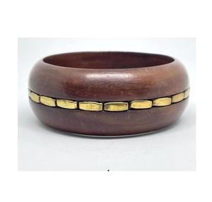 Brazalete de madera hecho a mano de la mejor calidad Brazaletes de madera de diseñador con trabajo de incrustaciones de latón - Product Image 2