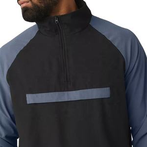 OEM Lightweight Sports Active Wear Woven Polyester Color Block Anorak Running Outwear Quarter <b>Zip</b> Windbreaker Jacket - Product Image 3