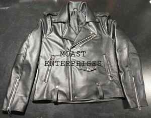 Chaqueta de piel de vaca personalizable de alta calidad Logo Estilo vintage Tela vaquera Liso teñido Cremallera Invierno Servicio OEM disponible - Product Image 4