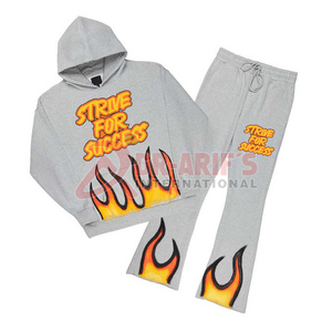 ชุดวอร์มกางเกงวอร์มทรงหลวมสำหรับผู้ชายชุดวอร์มมีฮู้ดแบบสวมหัวพร้อมสกรีนลายโลโก้กางเกงทรงบานชุดวอร์มสำหรับฤดูหนาว - Product Image 3