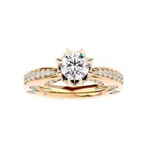 Bague de fiançailles vintage 2.00 CT en diamant cultivé en laboratoire alliance en or massif 14 carats avec ensemble de broches cadeau pour femme - Product Image 6