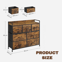 Armoire de rangement de style industriel avec 7 tiroirs en tissu pour commode de rangement de meubles de chambre à coucher avec dessus en MDF et cadre en acier