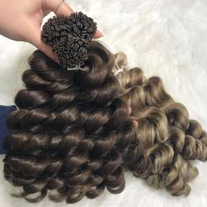 Venta al por mayor Bouncy Curl FLAT-TIP Gran Stock de calidad superior Virgin Hair 100% Virgin Hair, Vietnamese Raw Hair - Product Image 3