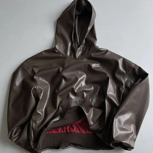 เสื้อฮู้ดหนังสำหรับผู้ชายเสื้อฮู้ดผลิตจากหนัง PU - Product Image 6