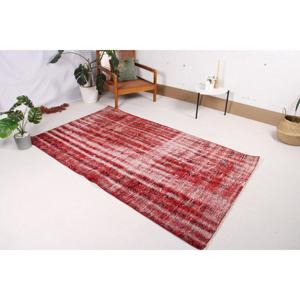 4.3x7.3 ft Rug, Vintage Turkish Rug, <b>Red</b> <b>Wool</b> Rug - Product Image 2
