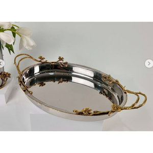 Bandeja de servicio decorativa de Orquídea Negra de calidad de lujo, accesorio de mesa inspirado en Michael Aram para decoración del hogar - Product Image 2