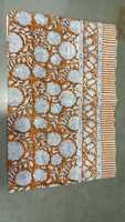 Nappe de table élégante et stylée à motif floral rose, 100 % coton, écologique, imprimée à la main au bloc, vente directe d'usine, logo personnalisé