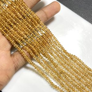 Wholesale 4mm Citrine Quartz Faceted Rondelle Beads Natural Gemstone for Jewelry Making - Product Image 4
