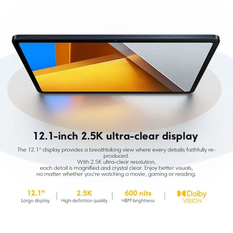 Newest POCO Pad 12.1'' 120Hz 2.5K Display Snapdragon 7s Gen 2 Octa