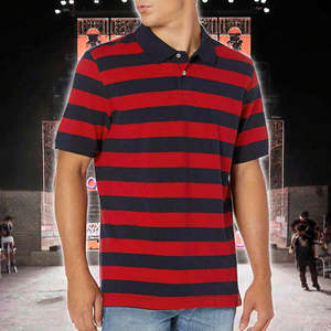 Custom Logo 100% Cotton <b>Mens</b> Golf <b>T</b>-<b>Shirt</b> Office Uniform Style Embroidered Canvas <b>Striped</b> Print - Product Image 4
