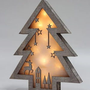 ARBRE DE NOËL LIÉ DÉCORATION ÉCOLOGIQUE CADEAU FAIT À LA MAIN Arbre en bois ornemental Fabriqué en cerisier un arbre pour toute saison - Product Image 1