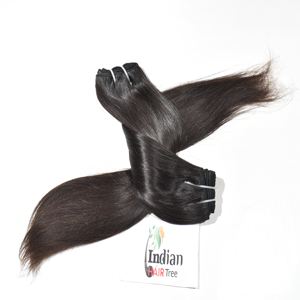 Cheveux humains indiens vierges 100 % naturels, bruts, non traités, à cuticules alignées, noirs, lisses, double trame, avec style de tissage naturel - Product Image 5