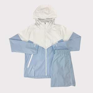 Vêtements pour hommes Ensemble jogging court et veste Ensemble survêtement deux pièces à fermeture éclair Ensemble short survêtement coupe-vent en polyester - Product Image 5