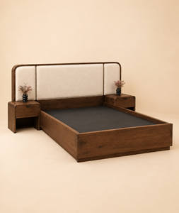 Base de Cama Moderna de Madera Maciza con Cabecera Tapizada y Mesitas de Noche - Product Image 2