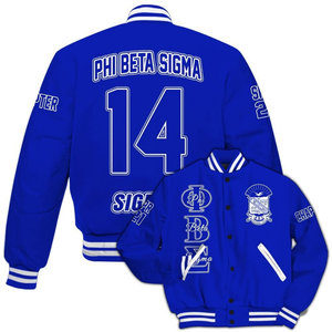 Phi Beta Sigma 1914 Varsity Jacket Bleu Blanc Fraternité Vie Grecque Chenille Patch College Style Letterman Jacket - Product Image 2
