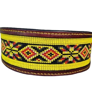 Hot Selling Premium Quality 100% Genuine Leather Beaded <b>Dog</b> <b>Collar</b> Padded Rivet Solid Customizable Customized Brand Logo Custom - Product Image 2