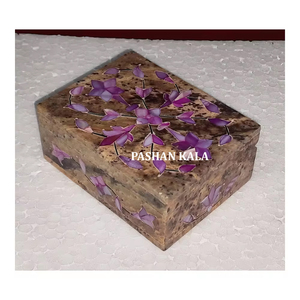 Simple Design Popular Style <b>White</b> Marble Beautiful Handmade Purple Mother of Pearl Inlay Jewelry <b>Box</b> Wedding Decoration <b>Gifts</b> - Product Image 1