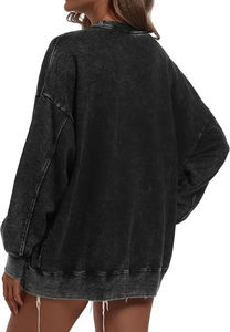 Sweat-shirts à capuche vintage de haute qualité en coton délavé à l'acide pour femmes, broderie, col rond, polaire d'hiver, en provenance du Pakistan - Product Image 4