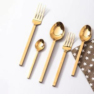 Juego de cubiertos de acero inoxidable Chapado en plata con asas cuadradas para el hogar y el restaurante, juegos de cubiertos de mesa para comer - Product Image 6