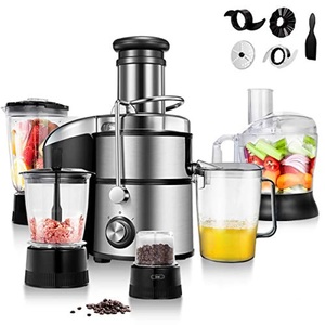 Procesador de Alimentos Eléctrico Multifuncional 5 en 1 de 1200W, de Acero Inoxidable, con Función de Exprimidor, Garantía de 5 Años - Product Image 1