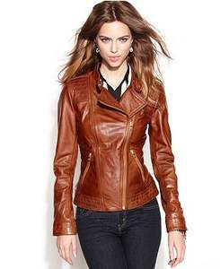 Veste en cuir marron personnalisée pour femmes respirant zippé de haute qualité à la mode style décontracté pour les femmes - Product Image 3
