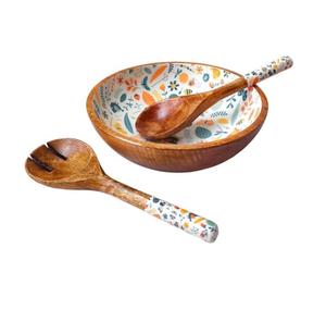 Plato de Servir para Decoración de Mesa, Acabado Esmaltado, Diseño Tallado a Mano, Tazones de Madera de Mango, Tazones con Adhesivo Impreso de Madera de Mango - Product Image 4