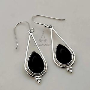 Pendientes de Ónix Negro en Forma de Lágrima, Plata de Ley 925, Joyería Hecha a Mano, Regalo de Piedra de Nacimiento de Julio - Product Image 6
