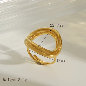 Wholesale Jewelry Casual Classic Style Solid Color 304 Stainless Steel 18K <b>Gold</b> Plated Hollow Out <b>Rings</b> - Product Image 5