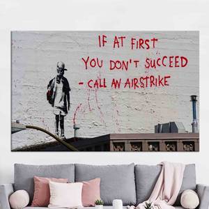 Lienzo Impreso 'Call an Airstrike' de Banksy - Estilo Arte Callejero, LIENZO ENROLLADO - Product Image 1