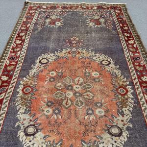 0.3x12.3 ft Turkish Rug, Vintage <b>Runner</b> Rug, <b>Red</b> Floral Wool Rug - Product Image 4