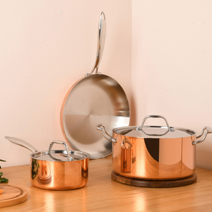 10ชิ้น nonstick หม้อทองแดงเคลือบเครื่องครัวสำหรับบ้านชุดเครื่องครัวดัตช์สำหรับทอดซุปนมสเต็กหม้อทำอาหารกระทะทองแดง - Product Image 5