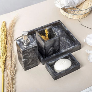 Ensemble de salle de bain en résine haute demande avec texture en pierre naturelle et accessoires minimalistes pour une salle de bain chic à vendre - Product Image 4