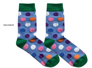Venta al por mayor a granel multicolor Polka Dot Crew calcetines de algodón peinado transpirable elástico hecho en Vietnam fábrica logotipo personalizado disponible - Product Image 4