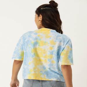 Tie Dye Boxy Tshirt Goutte Épaule Manches Respirant Regular Fit Longueur pour Casual Summer Wear Made Spandex Imprimer Sans Col - Product Image 5
