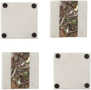 Posavasos elegantes hechos a mano de nácar, juego absorbente de agua ecológico de lujo, acabado de concha Natural, Material de PC - Product Image 3