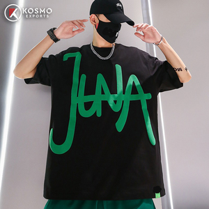 เสื้อยืดโอเวอร์ไซส์ผู้ชายผ้าฝ้ายผสมใยไผ่ขายดี พิมพ์ลายสกรีนพัฟแบบกำหนดเอง ระบายอากาศได้ดี แห้งเร็ว ทันสมัย - Product Image 4