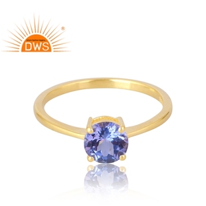 Última Venta de plata de ley 925 chapado en oro de 18 quilates anillo de piedras preciosas de tanzanita Natural joyería fina Demi para mujer regalo para ella - Product Image 2