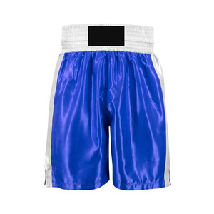 Shorts de boxe haute performance 100 % polyester satiné uni, taille élastique, légers, séchage rapide, construction durable pour les séances de gym - Product Image 1