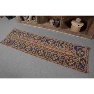 Alfombra de lana turca Vintage de 17x58 pies, área grande, rectángulo, estilo tradicional, negro, naranja, patrón de retazos, látex para uso en el pasillo - Product Image 3