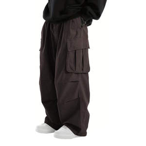 Pantalones Deportivos Holgados de Felpa 100% Algodón para Hombre, Cintura Media, Joggers con Logotipo Bordado, Cintura Elástica Informal, Bolsillos, Estilo Urbano - Product Image 3