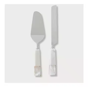 Ensemble de fromages de luxe en acier inoxydable poli miroir doré avec poignée en nacre et boîte d'emballage de cadeaux marron - Product Image 2