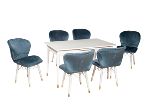 ชุดโต๊ะอาหารขายดี สไตล์ยุโรปโมเดิร์น 7 ชิ้น ขยายได้ พับได้ ทำจากไม้ ดีไซน์หรูหรา คุณภาพสูง - Product Image 4