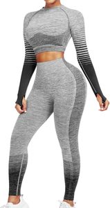Ensemble de yoga Ensemble d'entraînement 2 pièces pour femme Pantalon taille haute et soutien-gorge de sport avec veste imprimée assortie Entraînements de yoga et de course - Product Image 3