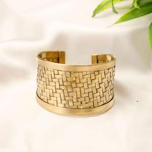 Brazalete de Latón de Diseño de Craft Valley, Anillo de Puño, Chapado en Oro, Duradero, Moderno, Joyería Étnica para Bodas para Mujer - Product Image 1