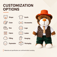 Ours en peluche personnalisé de 10 cm avec tenue sur mesure, poupée en peluche mini OEM ODM pour cadeaux en gros