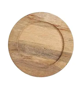 Desain antik sederhana kayu makanan penutup piring pengisi daya kayu aksesoris melayani produsen India